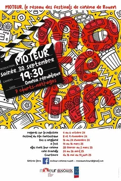 Affiche du film = Moteur, le réseau des festivals de cinéma de Rouen