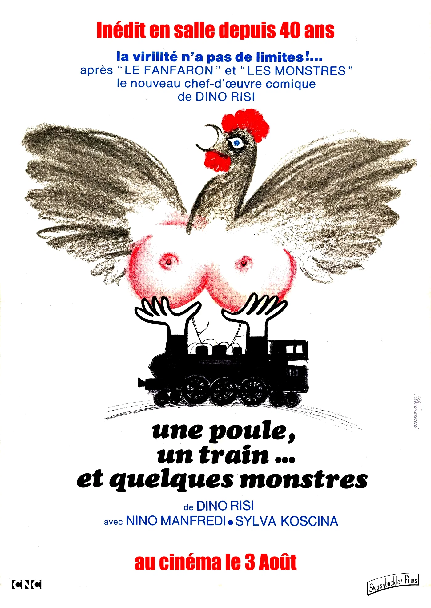 Affiche du film : Une Poule, un train... et quelques Monstres